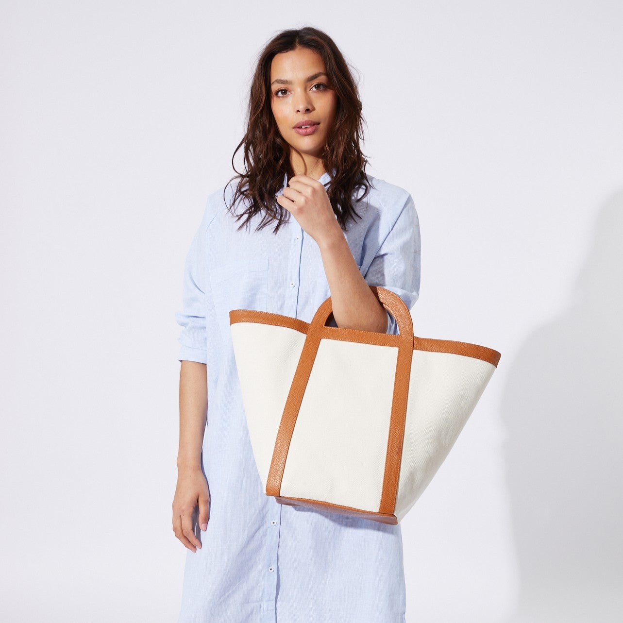 atuel tote bag in canvas and leather