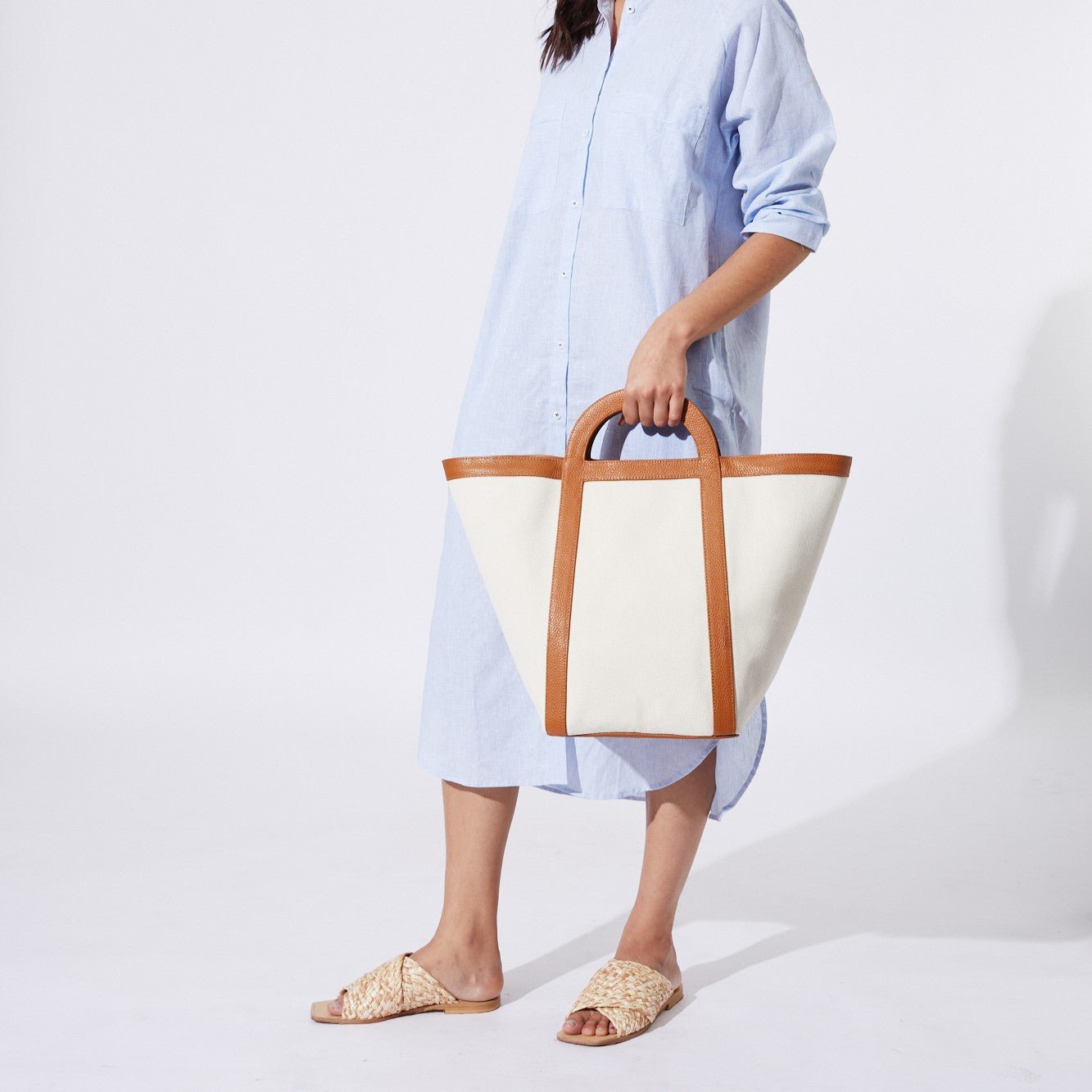 atuel tote bag in canvas and leather