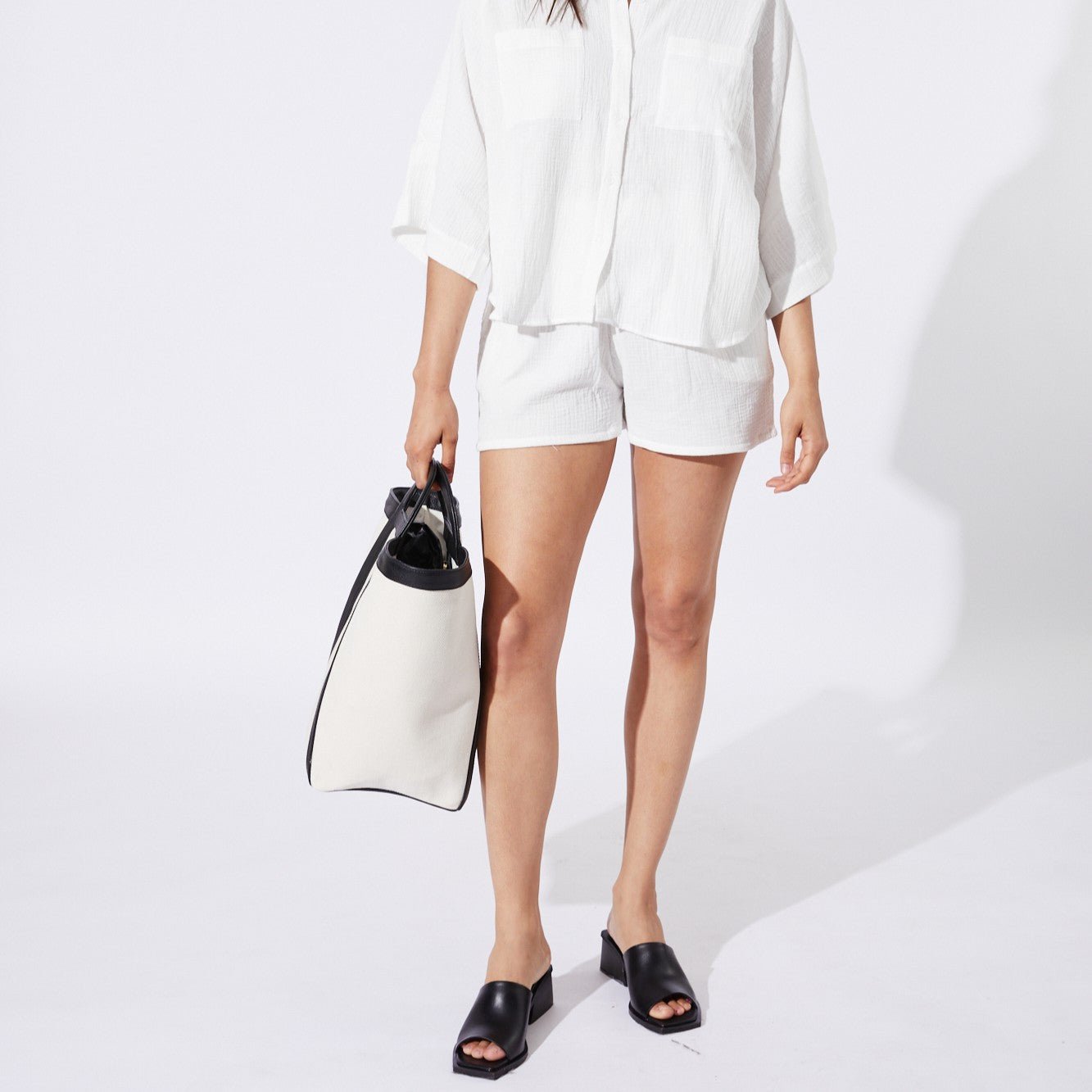 atuel tote bag in canvas and leather